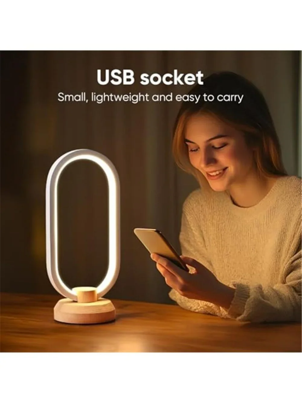 Modern Desk lamp LED Wood Table Lamp, Bedroom Bedside Night Light
